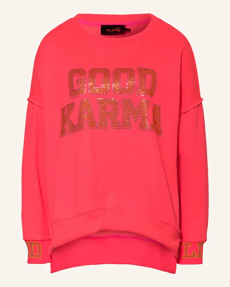 Miss Goodlife Oversized-Sweatshirt Mit Schmucksteinen pink Neonpink