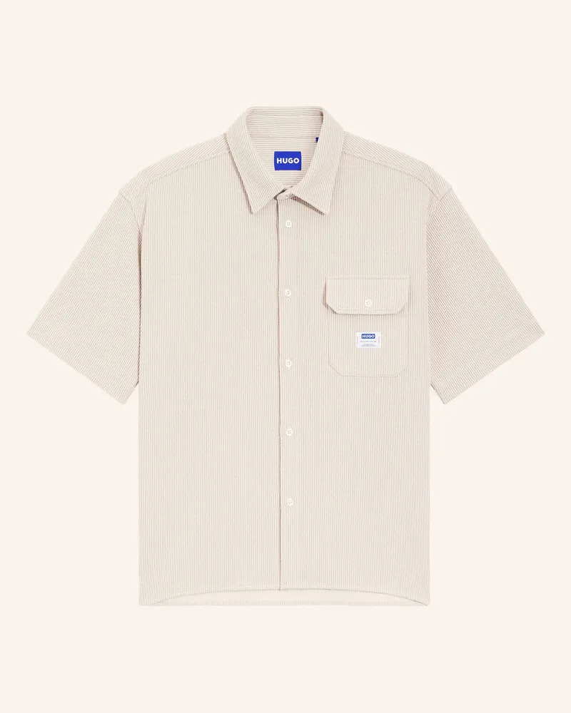 HUGO BOSS Strickhemd EBAFFINO Comfort Fit Beige