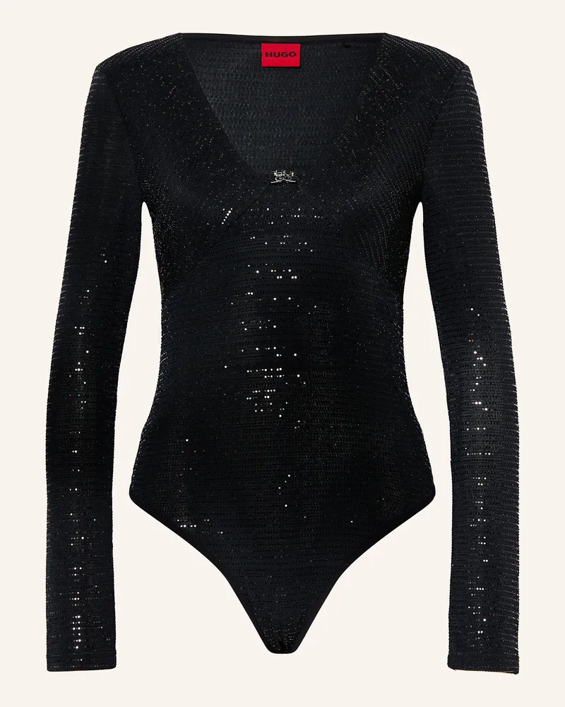 HUGO BOSS String-Body DAMMERY mit Pailletten Schwarz