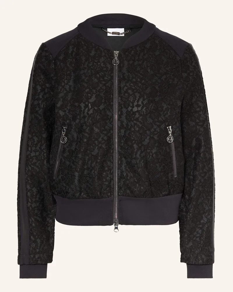 Sportalm Blouson aus Spitze mit Galonstreifen Schwarz