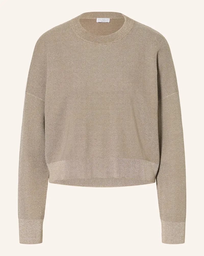 Brunello Cucinelli Pullover Mit Glitzergarn braun Grau