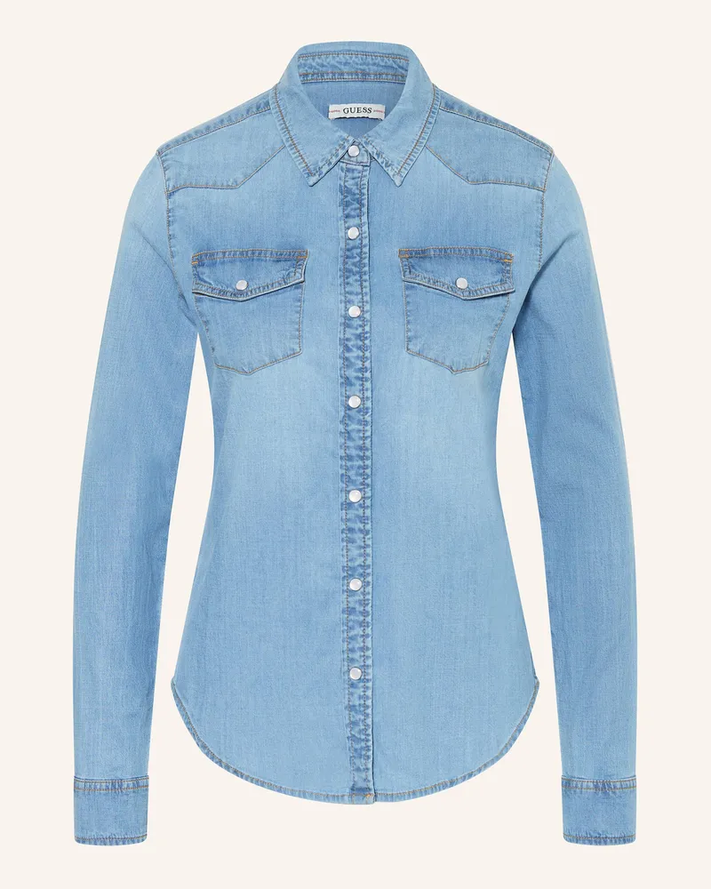 Guess Hemdbluse RILEY in Jeansoptik Hellblau