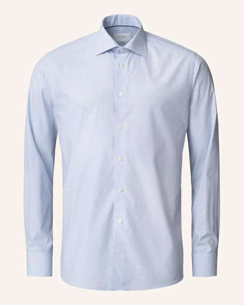 Eton Kariert Fine Twill-Hemd Slim Fit blau Blau