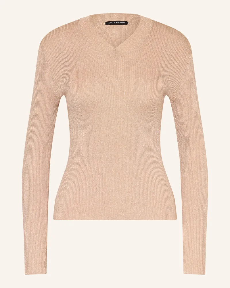 Armani Exchange Longsleeve mit Glitzergarn Roségold