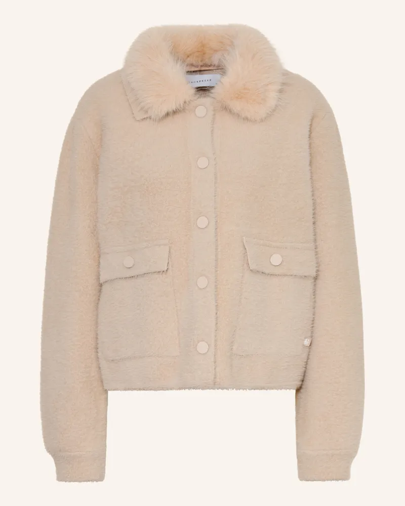 RINO & PELLE Strickjacke Nia Mit Abnehmbarem Kunstfell weiss Beige