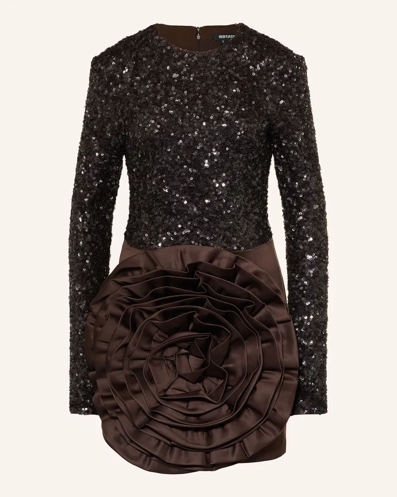 ROTATE Birger Christensen Cocktailkleid Im Materialmix Mit Pailletten braun Dunkelbraun