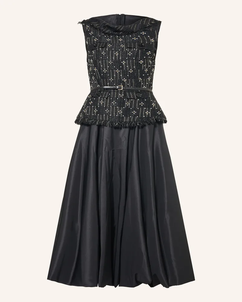 Talbot Runhof Kleid Im Materialmix Mit Schmuckperlen schwarz 999