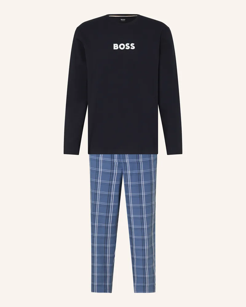 HUGO BOSS Schlafanzug EASY LONG SET Dunkelblau