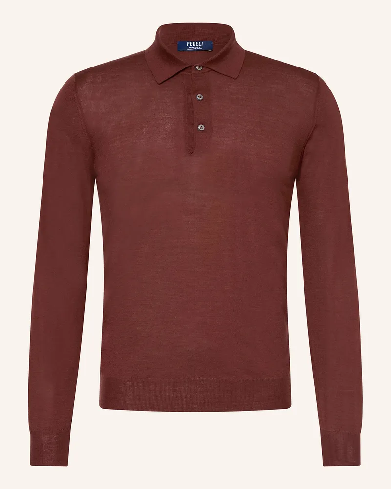 Fedeli Strick-Poloshirt Braun