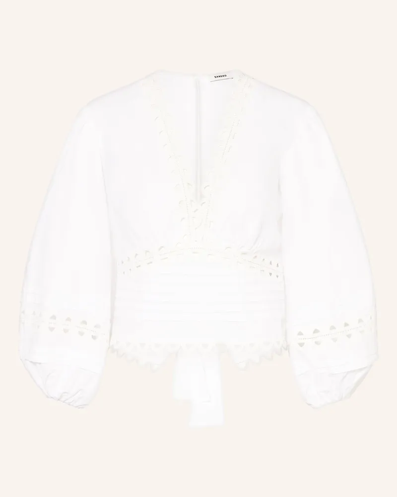 Sandro Cropped-Blusenshirt mit Spitze Weiss