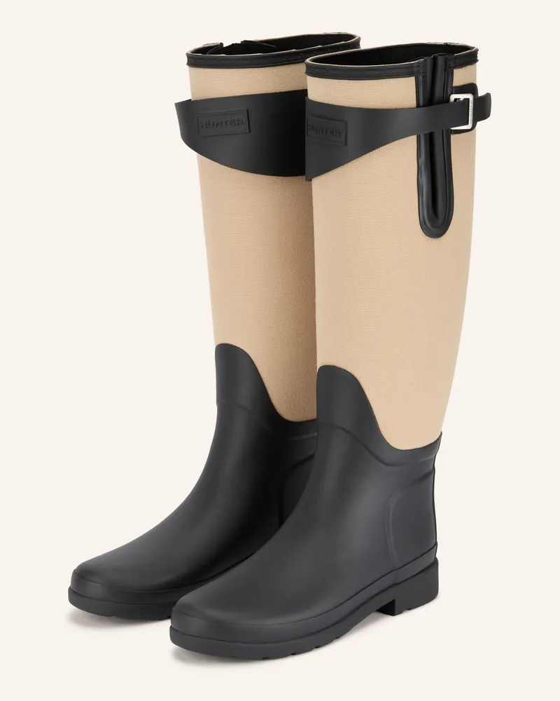 Hunter Gummistiefel Refined Tall Canvas schwarz Schwarz
