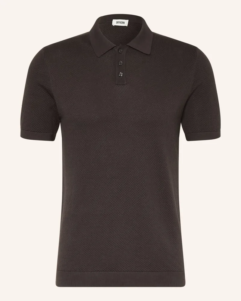 Drykorn Strick-Poloshirt TRITON Regular Fit Dunkelbraun