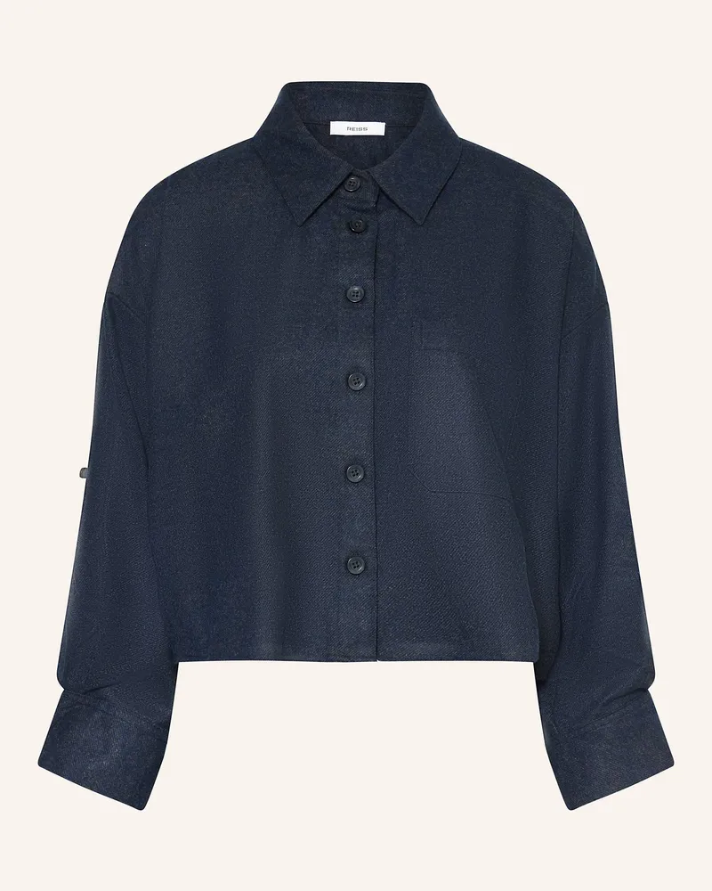 Reiss Cropped-Hemdbluse Mit 3/4-Arm blau Dunkelblau