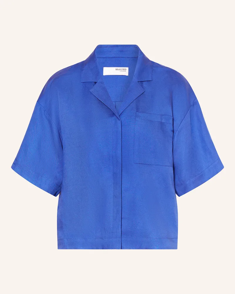 Selected Bluse mit Leinen Blau