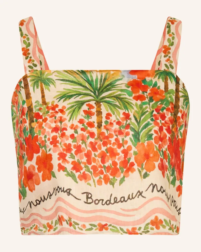 Mrs & HUGS Leinentop rot Hellbraun