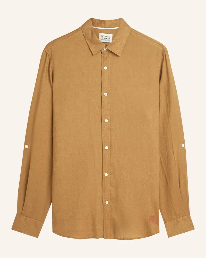 Scotch&Soda Leinenhemd Regular Fit Cognac