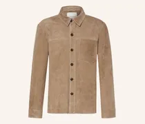 Overshirt Regular Fit Aus Leder beige