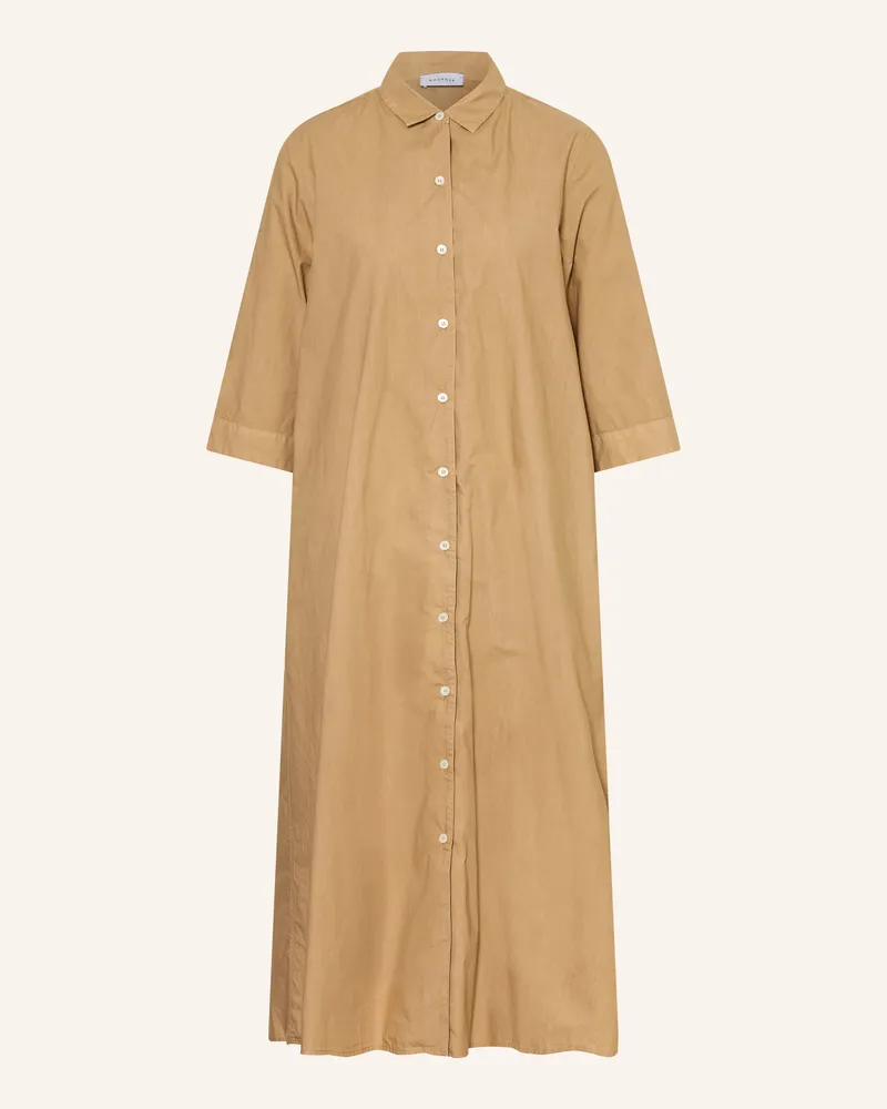 ROSSO35 Hemdblusenkleid Mit 3/4-Arm braun Camel
