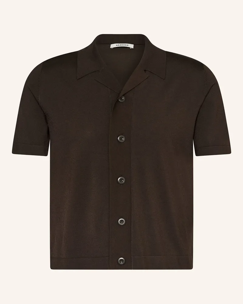 Sandro Strick-Resorthemd Extra Slim Fit Khaki