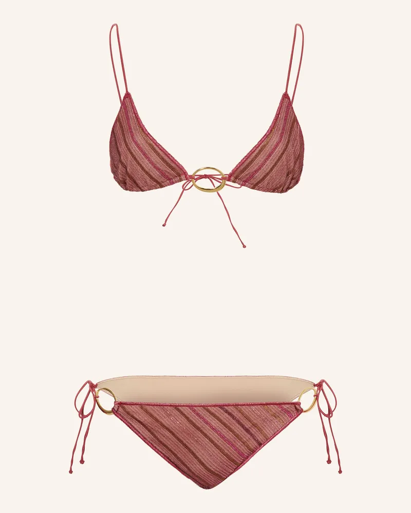 Oséree Triangel-Bikini Shiny Stripes Mit Glitzergarn rosa Pink
