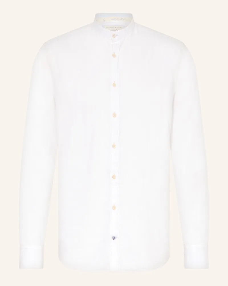 colours & sons Hemd Regular Fit mit Leinen Weiss