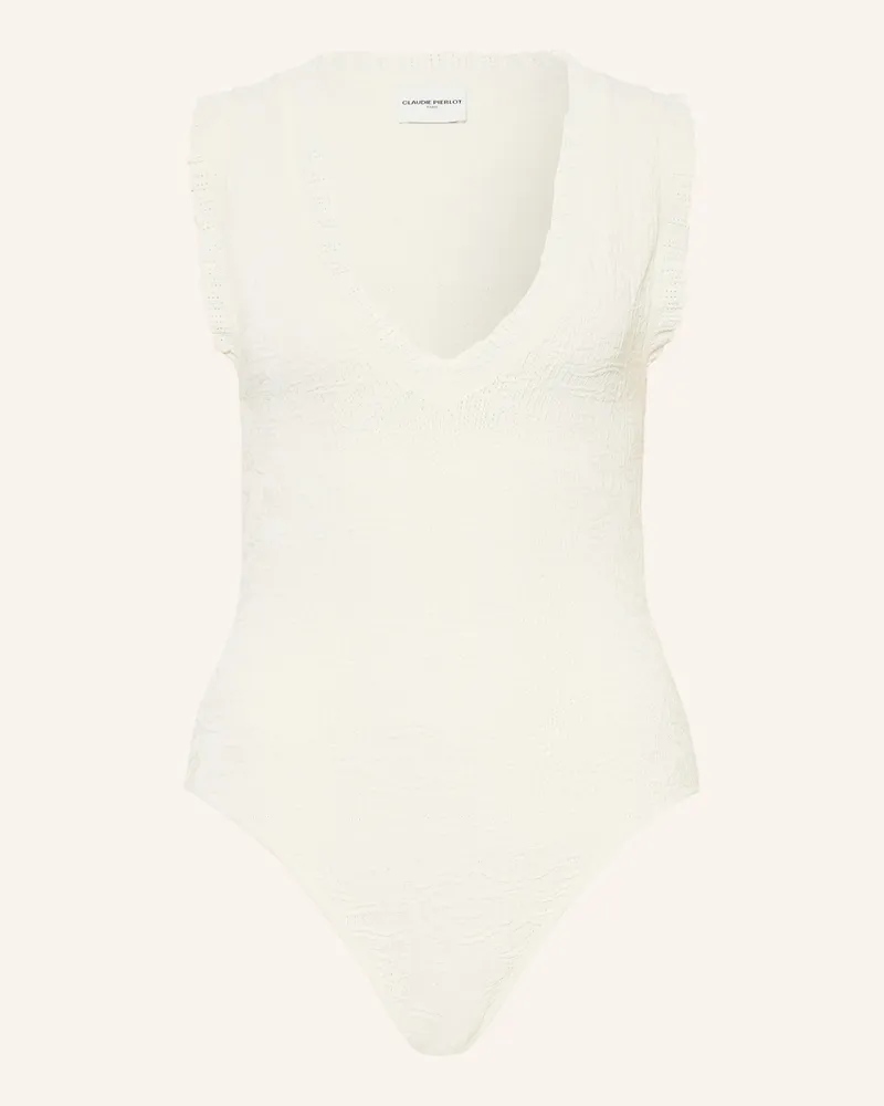 Claudie Pierlot Strickbody mit Volants Creme