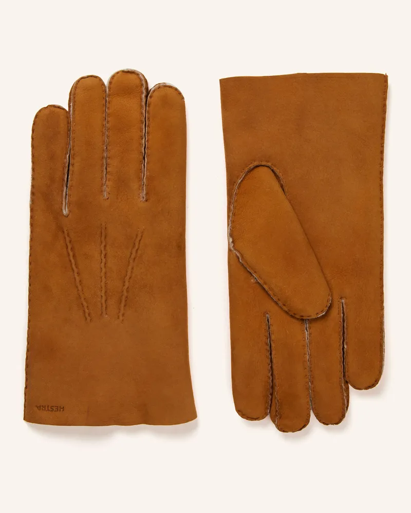 Hestra Lederhandschuhe BERNARD mit Lammfell Cognac