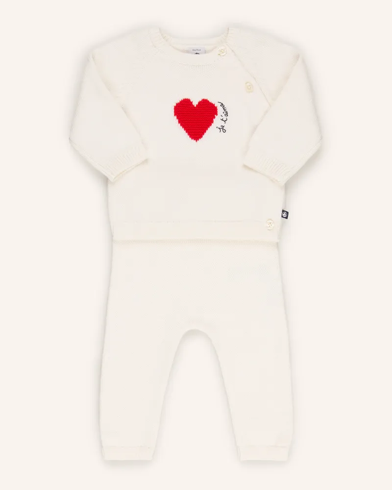 Petit Bateau Set: Pullover Und Strickhose weiss Ecru
