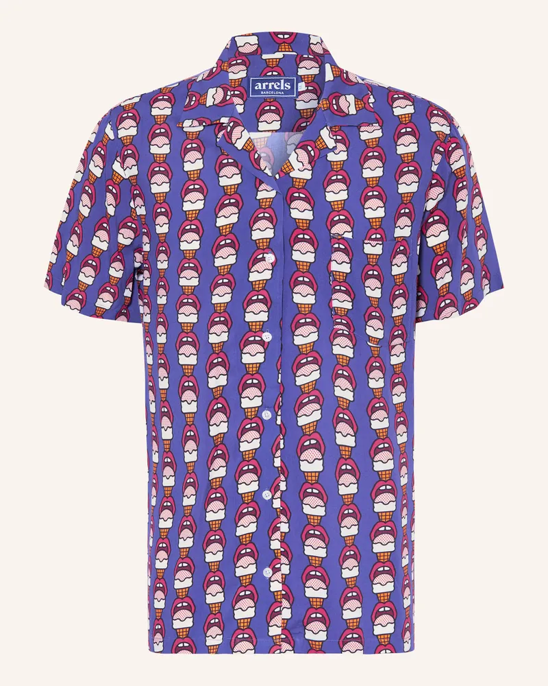 Arrels Barcelona Resorthemd NAVY LICK ME × CRAIG & KARL Comfort Fit Dunkelblau