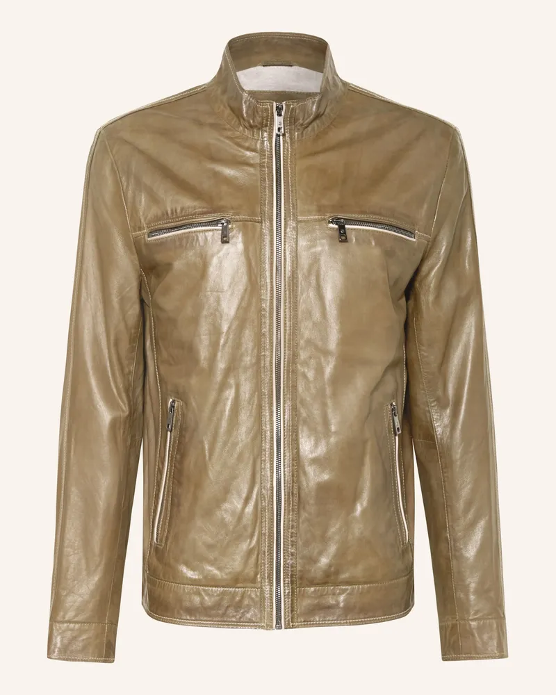Milestone Lederjacke MSETHAN Oliv