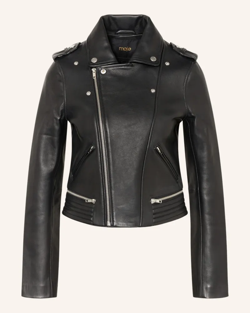Maje Lederjacke Schwarz