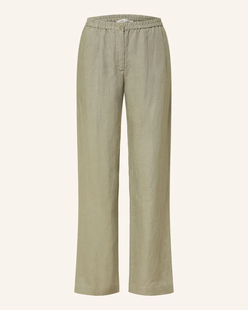 Samsøe & Samsøe Marlenehose SATOVE aus Leinen Oliv
