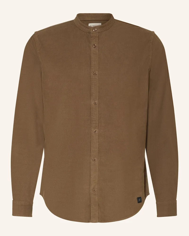 Nowadays Cordhemd Regular Fit mit Stehkragen Braun
