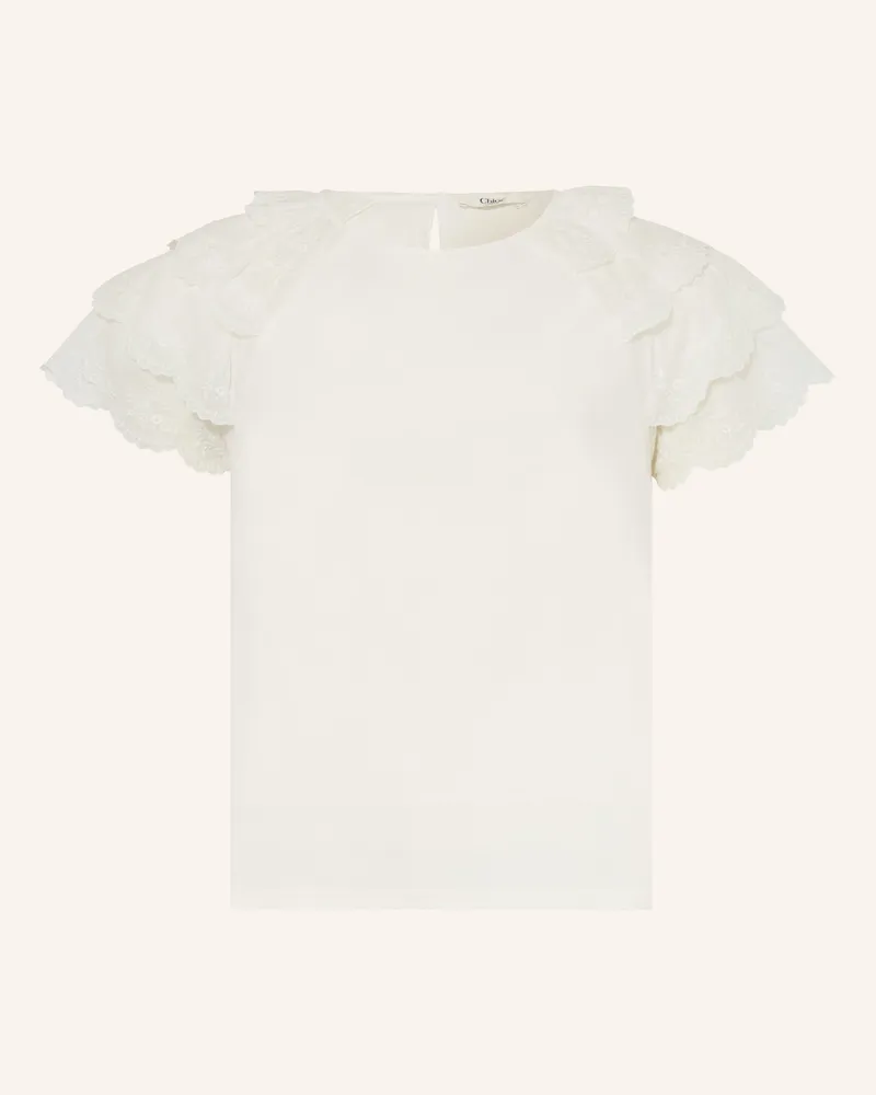 Chloé T-Shirt Mit Rüschen weiss Creme