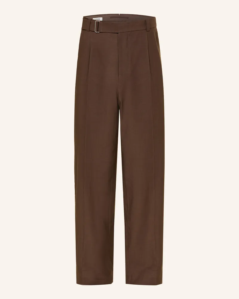 COS Hose Regular Fit Mit Leinen braun Dunkelbraun