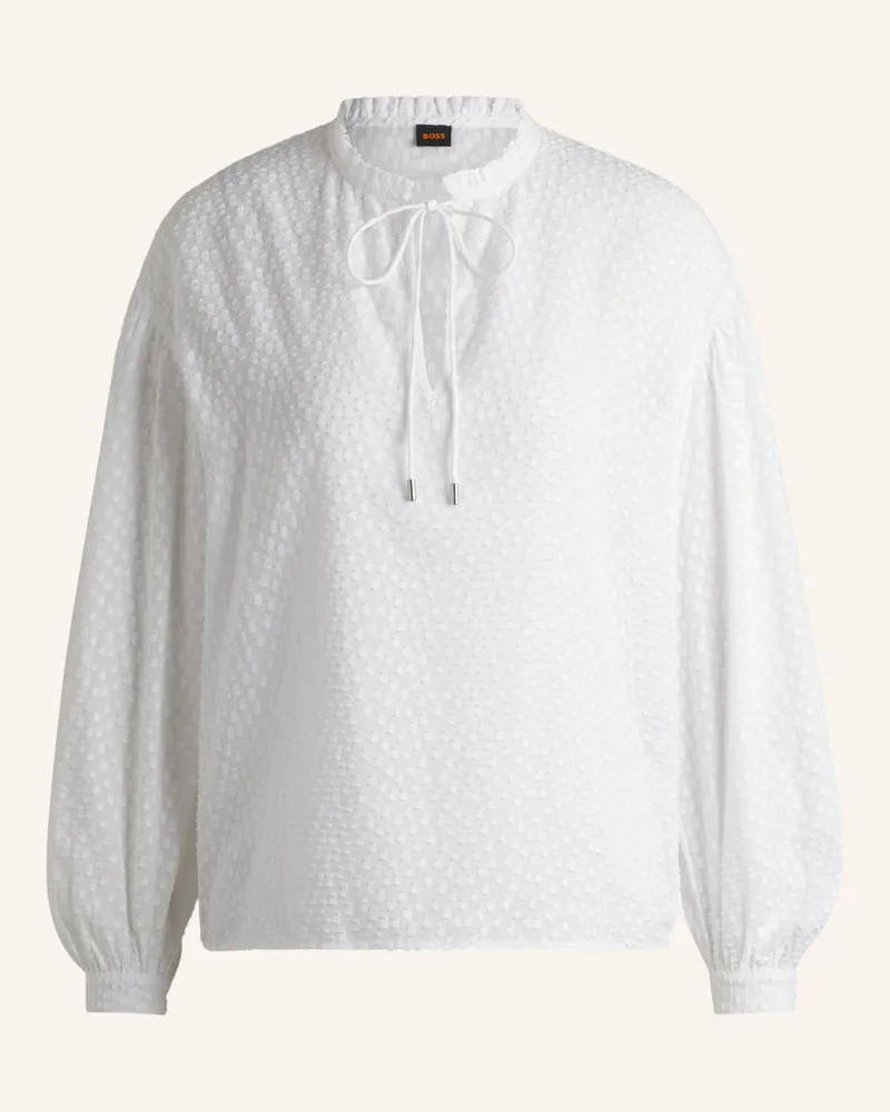 HUGO BOSS Business Bluse C_BIUSITTA Relaxed Fit Weiss