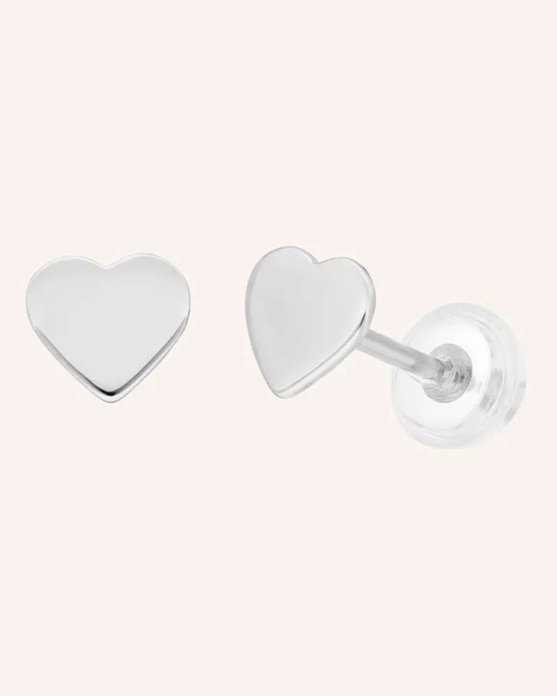 Leaf Ohrstecker Herz Aus 14 Karat Weißgold silber Weissgold