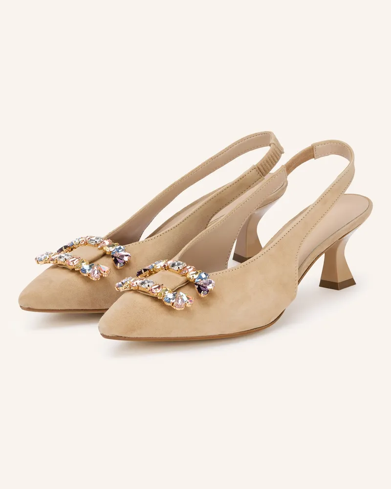 Darling Harbour Slingpumps mit Schmucksteinen Camel