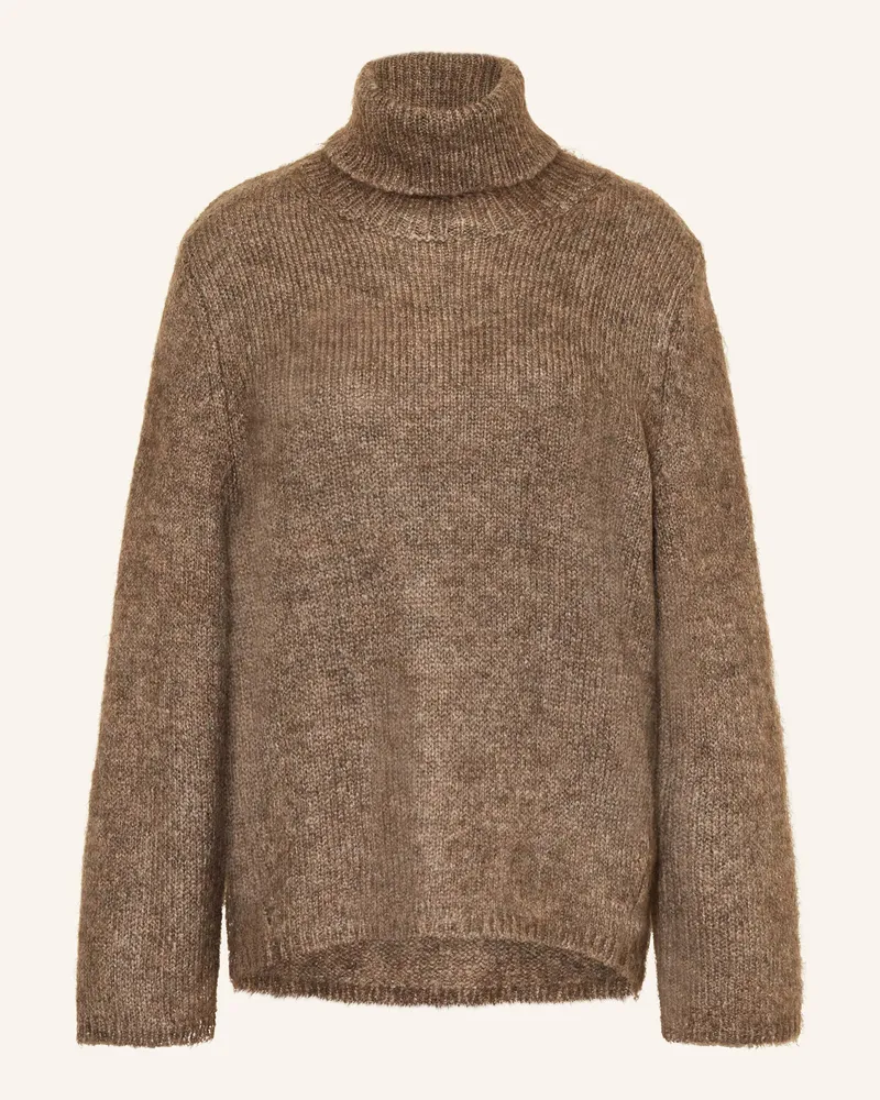 Mrs & HUGS Rollkragenpullover beige Braun