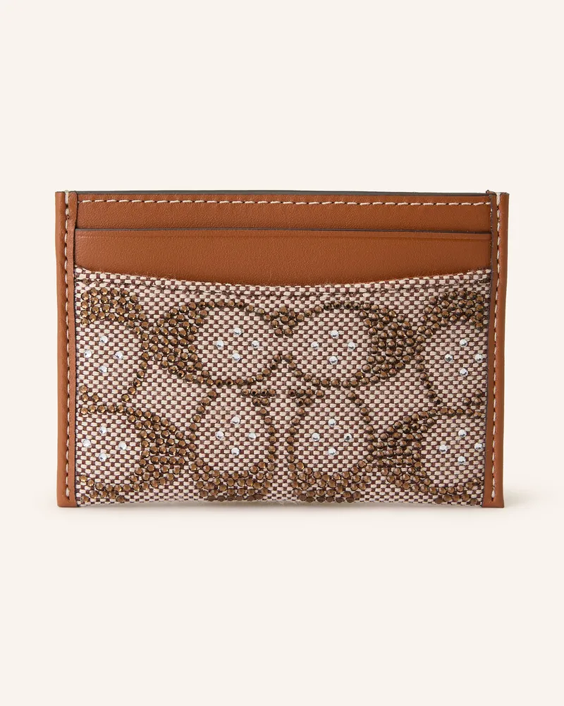 Coach Kartenetui CRYSTAL SIGNATURE mit Schmucksteinen Braun