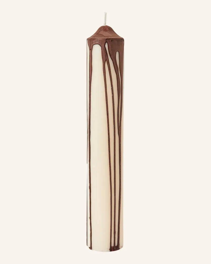 ferm LIVING Stabkerze Dryp braun Weiss