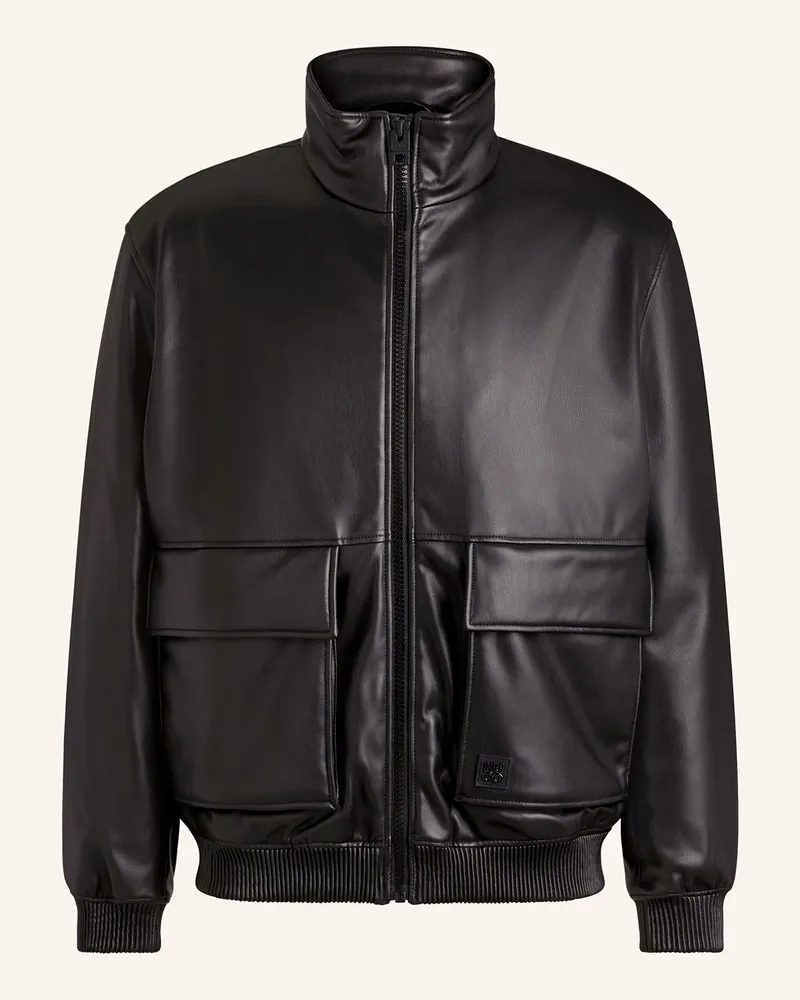 HUGO BOSS Blouson BONO in Lederoptik Schwarz