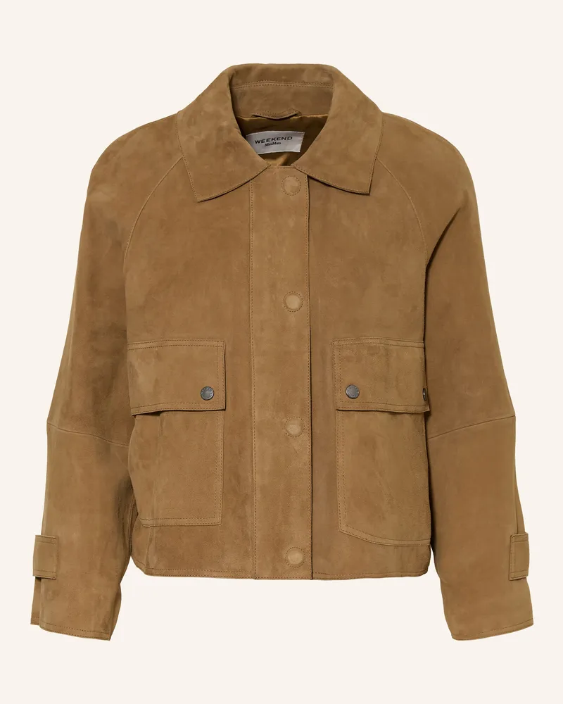 Max Mara Lederjacke Abito braun Hellbraun