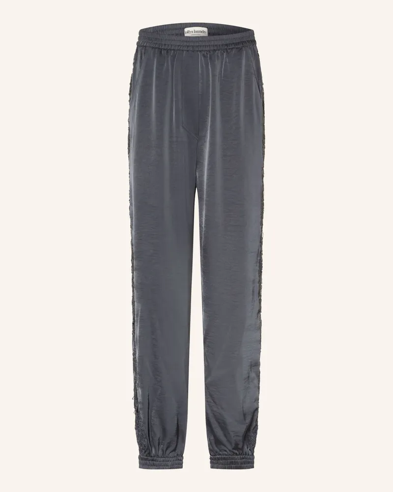 Lollys Laundry Satinhose Talmall Im Jogging-Stil Mit Spitze schwarz Dunkelgrau