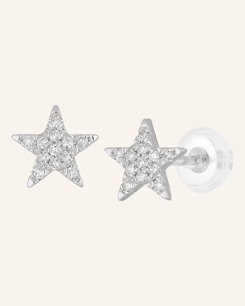 Leaf Ohrstecker Star 18 Karat Weißgold Mit Diamanten silber Weissgold