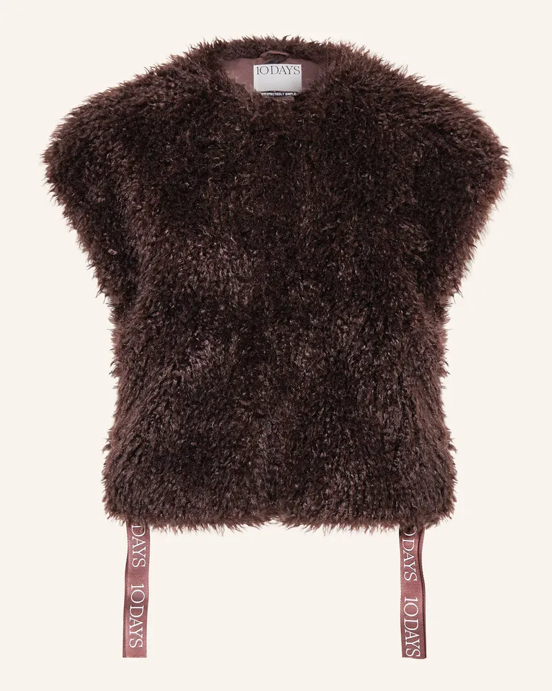 10Days Kunstfell-Weste Dunkelrot