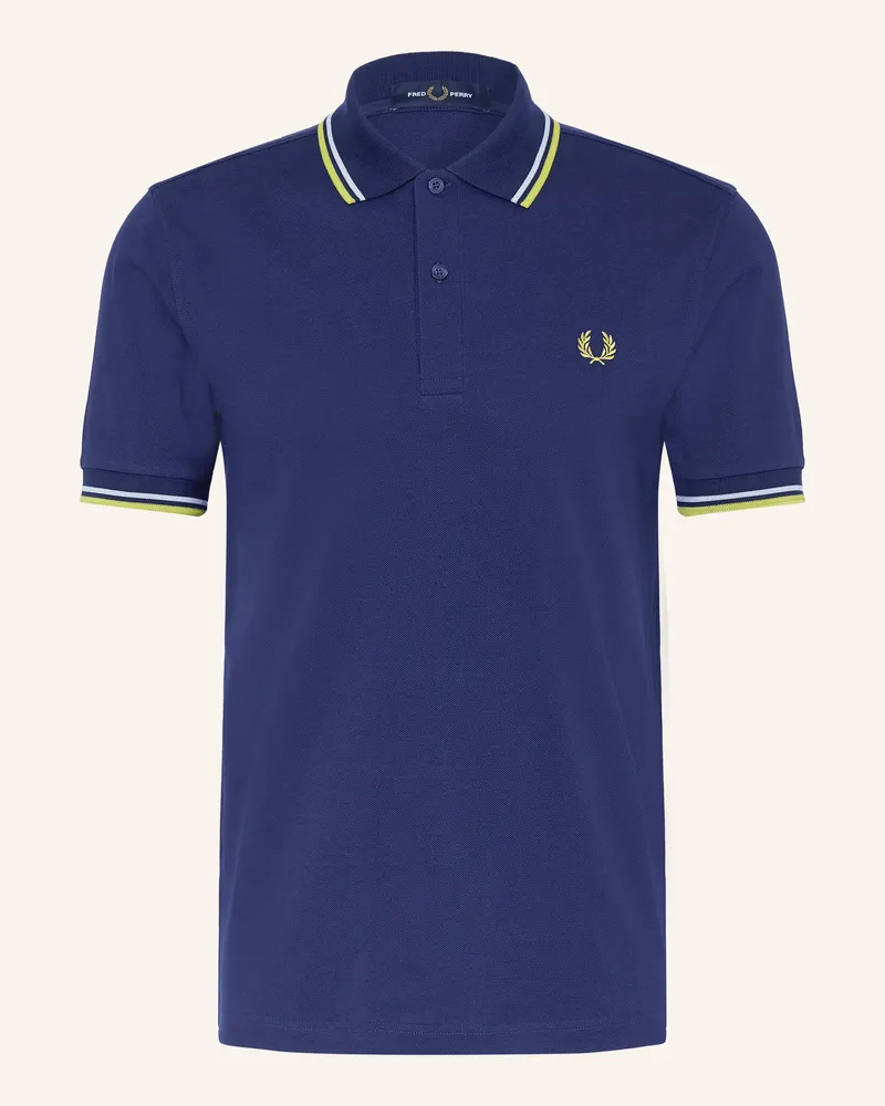 Fred Perry Piqué-Poloshirt blau Dunkelblau