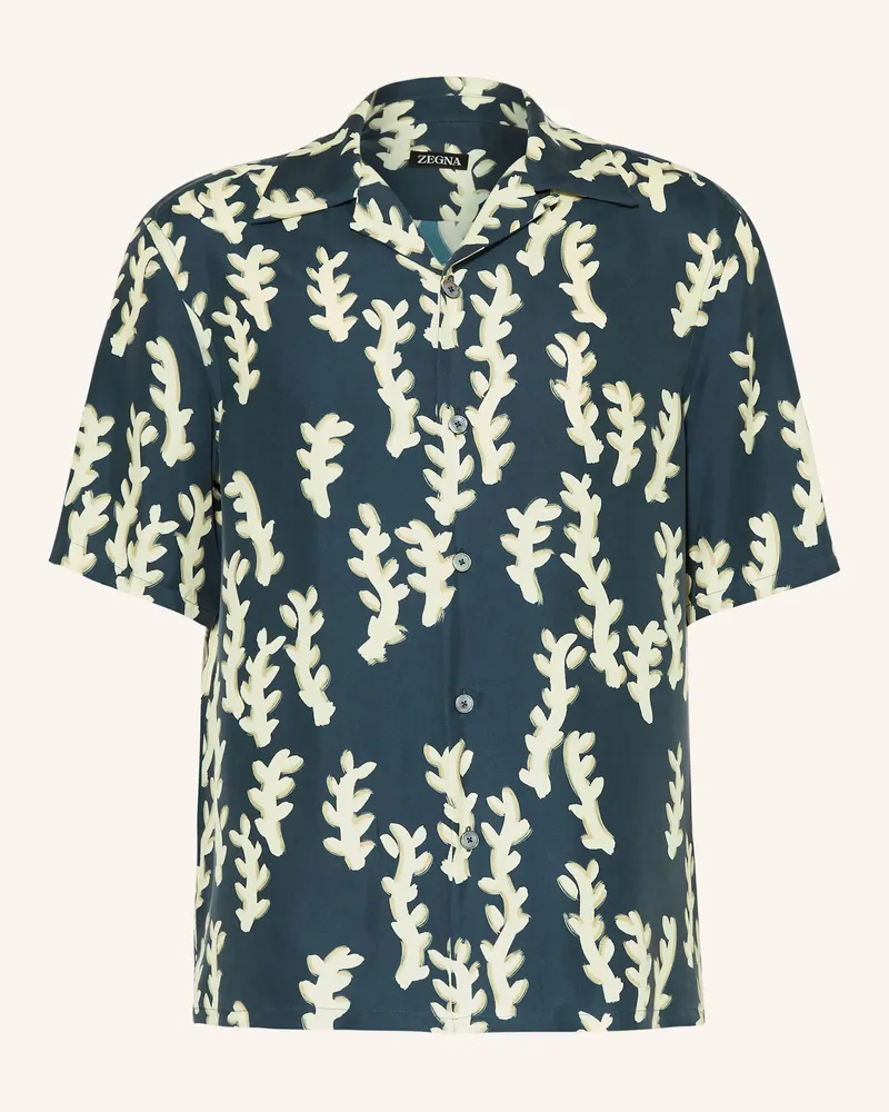 Ermenegildo Zegna Resorthemd Comfort Fit aus Seide Petrol