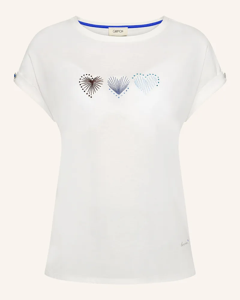 Cartoon T-Shirt Mit Schmucksteinen weiss Weiss