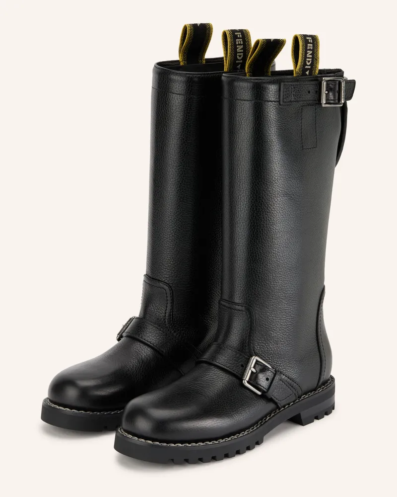 Fendi Biker Boots schwarz Schwarz